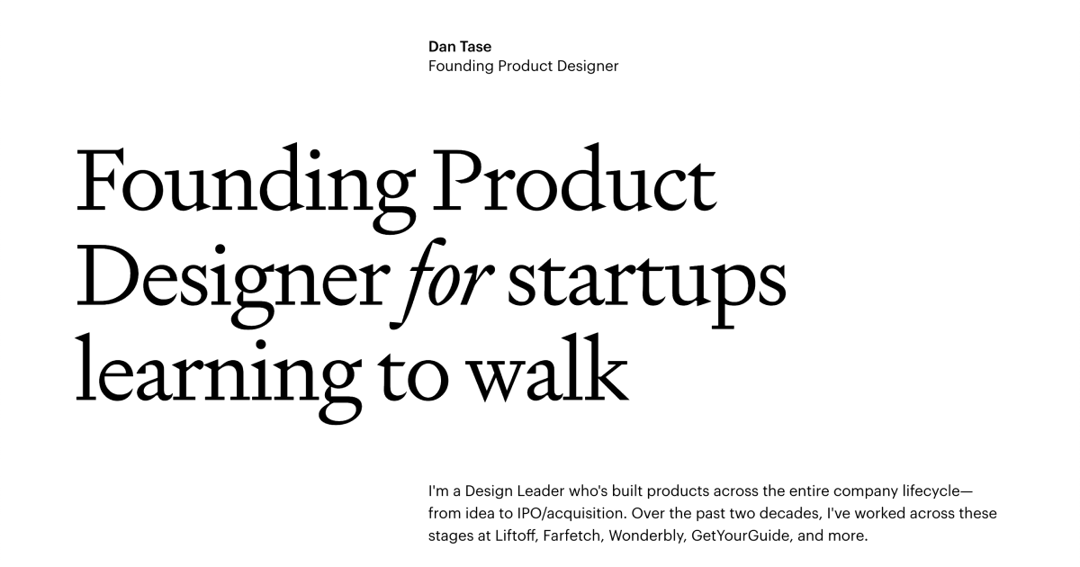 Dan Tase website homepage built with Framer