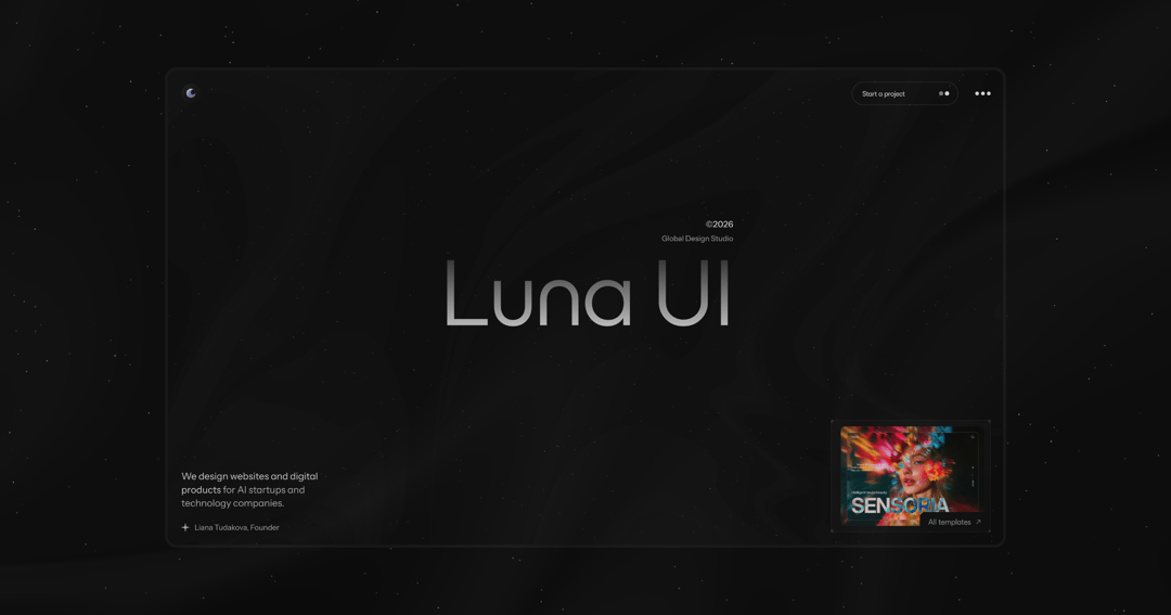 Luna UI website homepage built with Framer