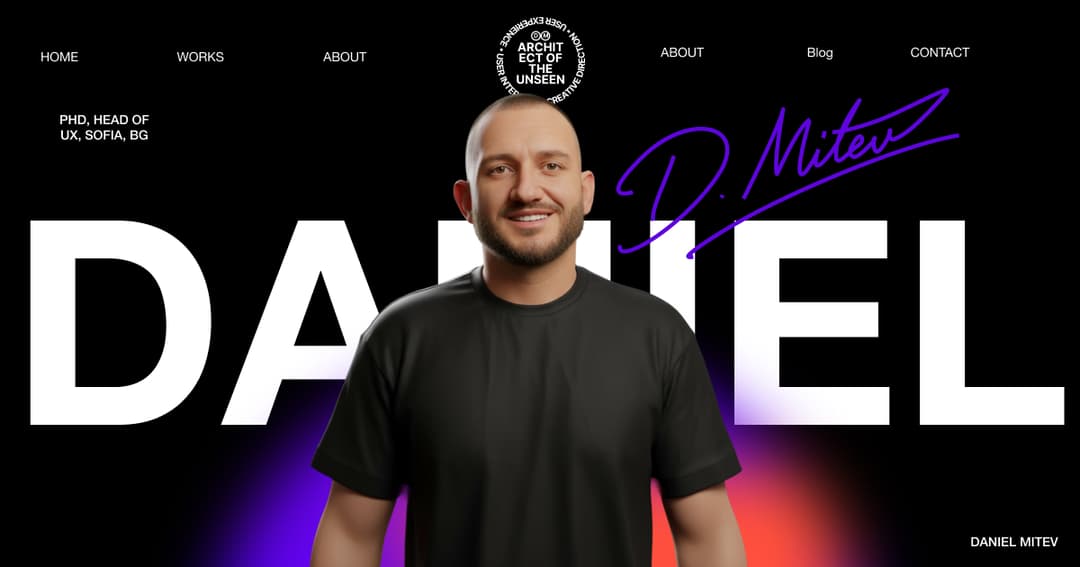Daniel Mitev website homepage built with Framer