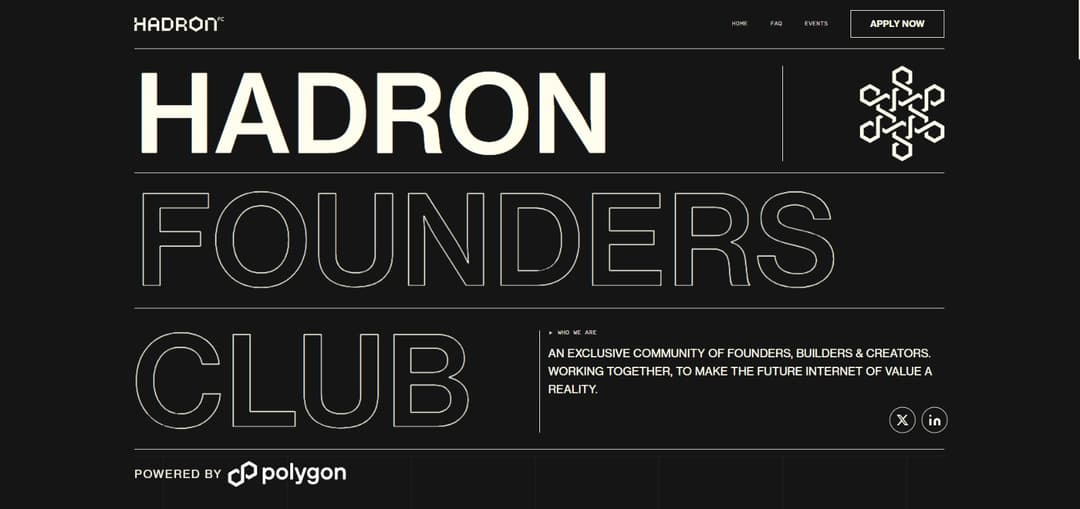 Hadron website homepage built with Framer