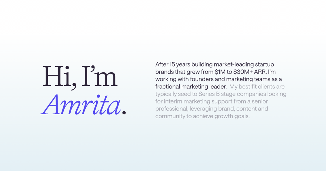 amrita gurney website homepage built with Framer