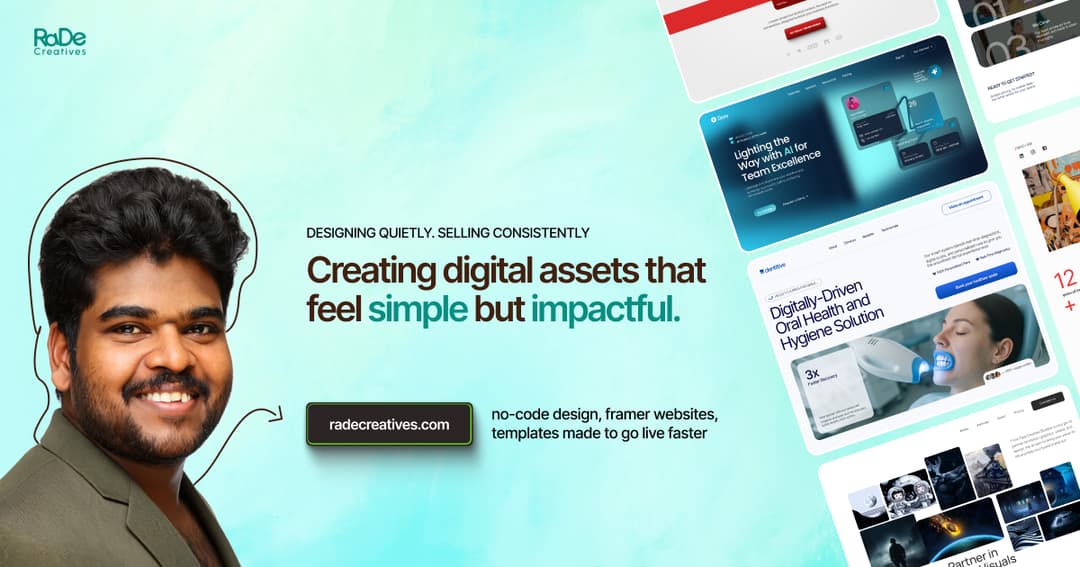 RaDe Creatives website homepage built with Framer