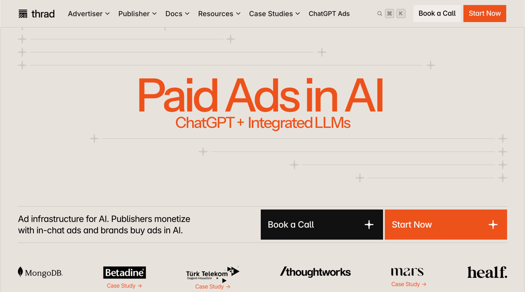 Thrad  website homepage built with Framer