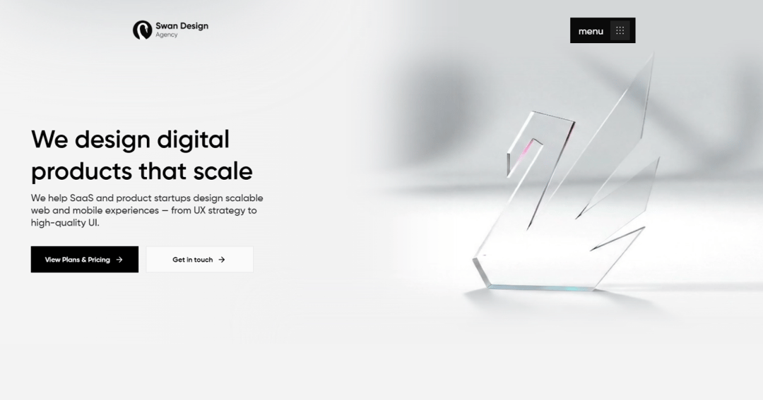Swan Design agency website homepage built with Framer
