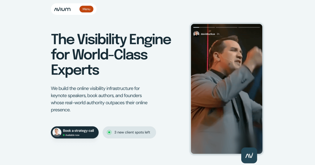 Avium website homepage built with Framer