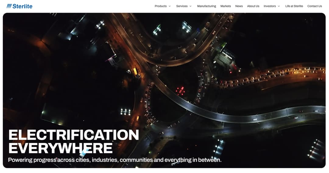 Sterlite Electric website homepage built with Framer
