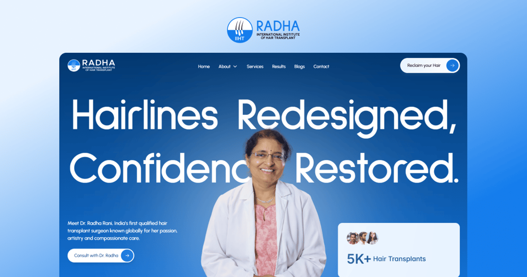 Hair Clinic India website homepage built with Framer