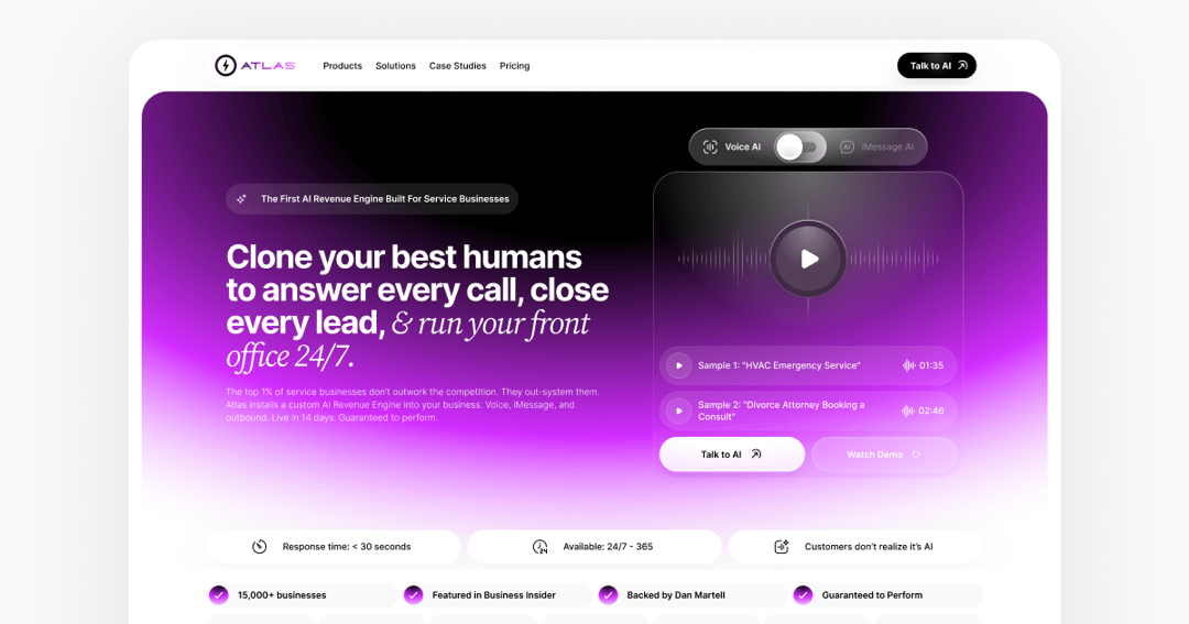 Atlas website homepage built with Framer