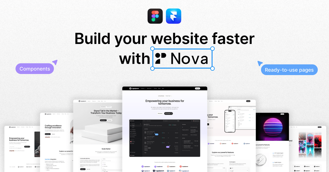 Nova UI website homepage built with Framer