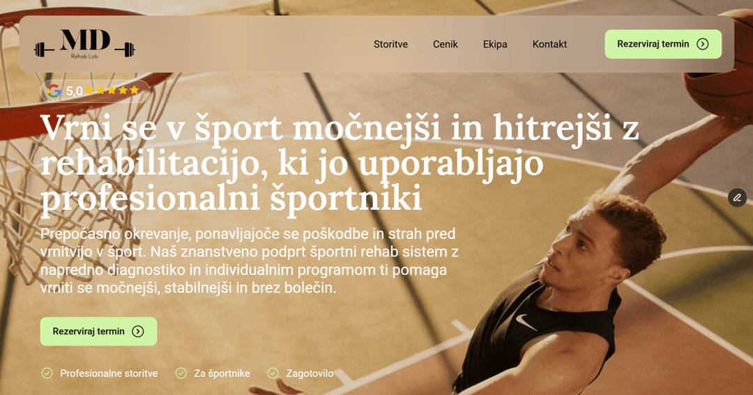 MD Rehab website homepage built with Framer