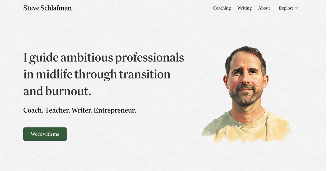 steveschlafman.com website homepage built with Framer