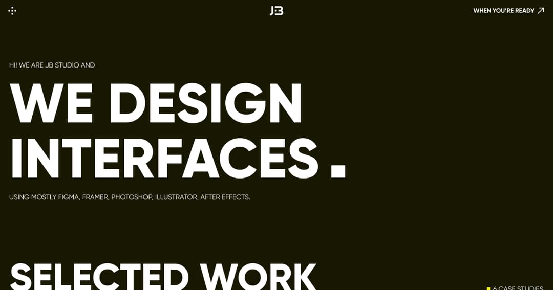 JB Studio website homepage built with Framer