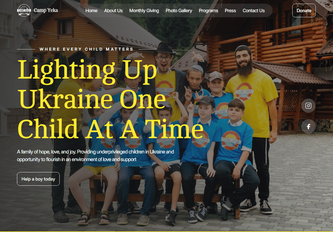 Camp Yeka website homepage built with Framer