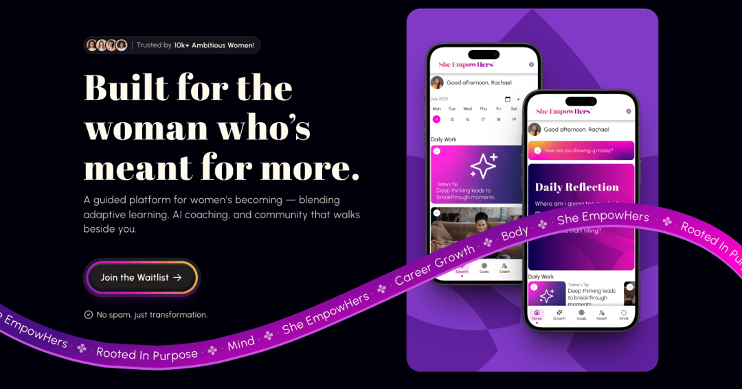 She EmpowHers website homepage built with Framer