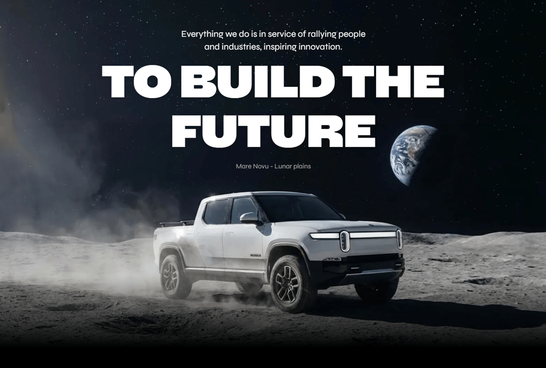 Fantasy Collabs: Rivian + NASA website homepage built with Framer