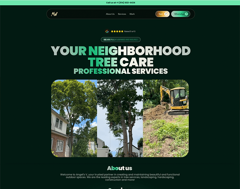 Angels V | Tree Services website homepage built with Framer