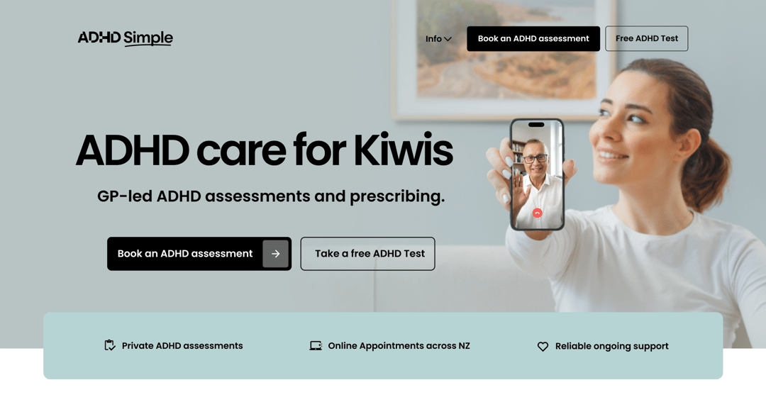 adhdsimple website homepage built with Framer