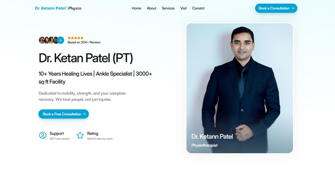Dr. Ketan Patel (PT) website homepage built with Framer