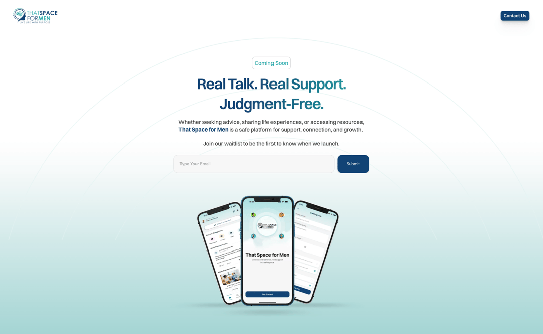 That Space for Men website homepage built with Framer