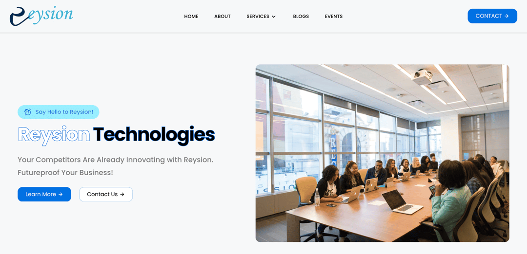 Reysion Technology website homepage built with Framer