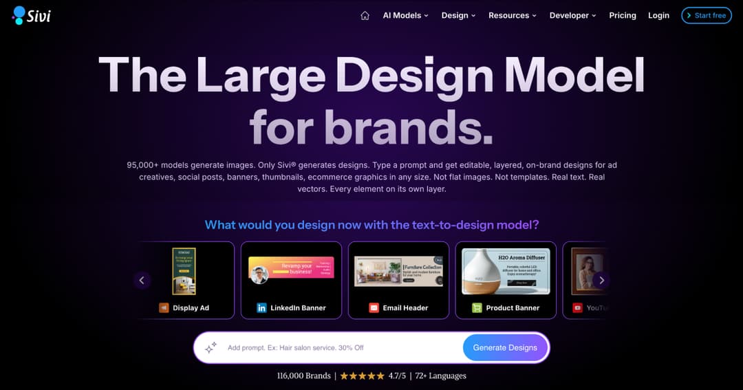 sivi website homepage built with Framer