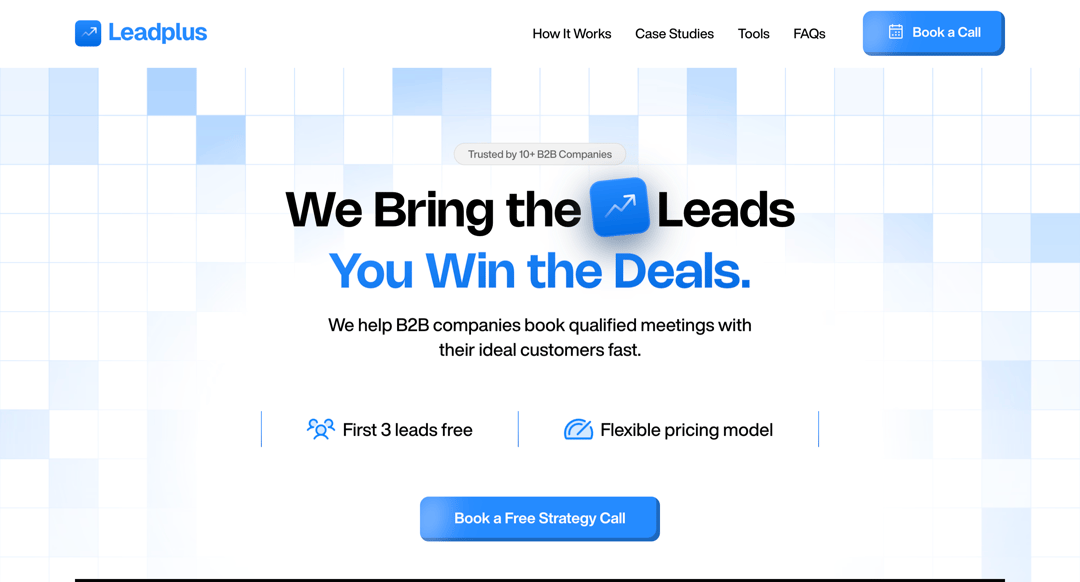 Lead plus website homepage built with Framer