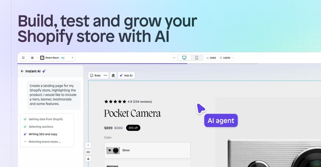 Instant website homepage built with Framer
