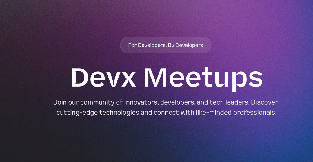 DevX Meetups Page website homepage built with Framer
