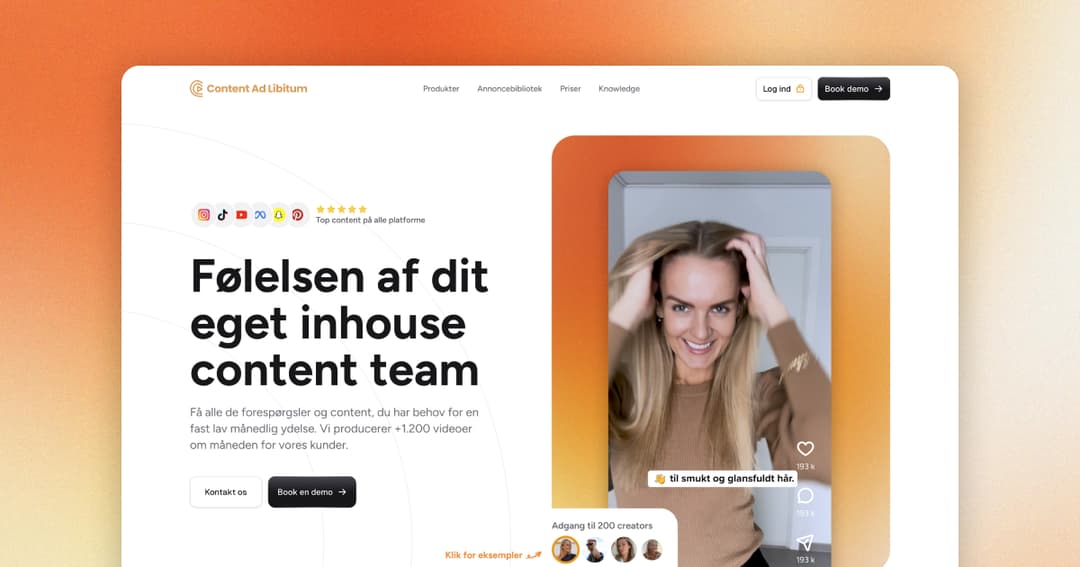 Content Ad Libitum website homepage built with Framer
