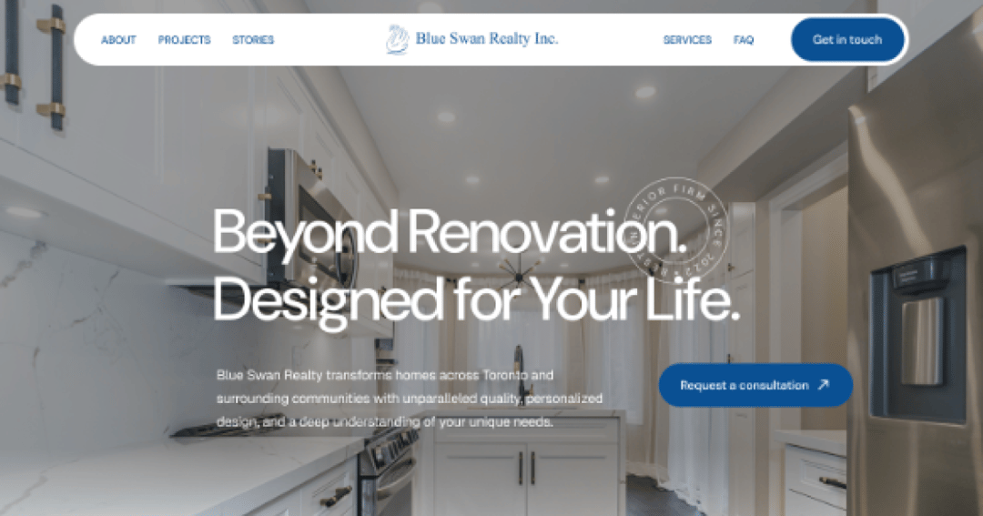 Blue Swan Realty website homepage built with Framer