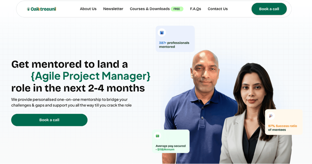 Oaktreeuni website homepage built with Framer