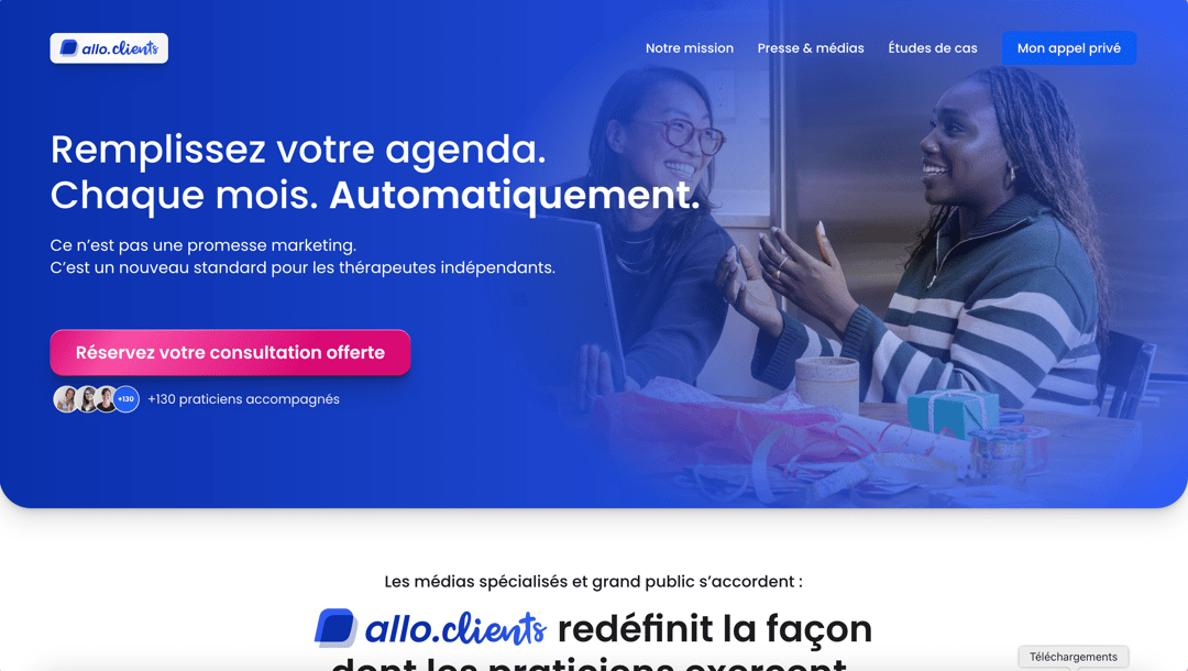 Allo Clients website homepage built with Framer