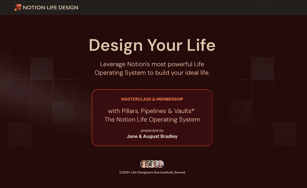 Notion Life Design Website website homepage built with Framer