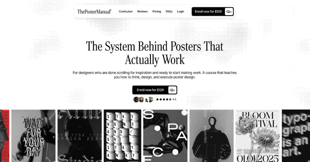 The Poster Manual website homepage built with Framer
