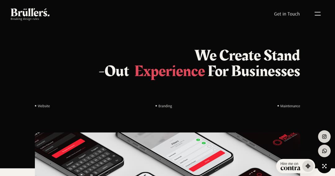 brullers.com website homepage built with Framer