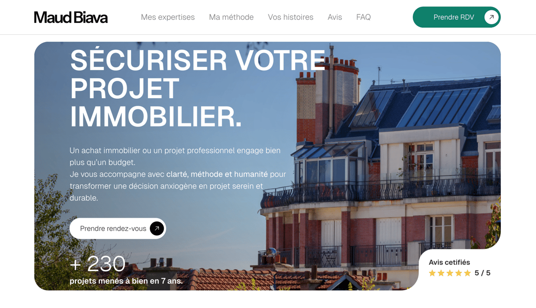 Maud Biava website homepage built with Framer