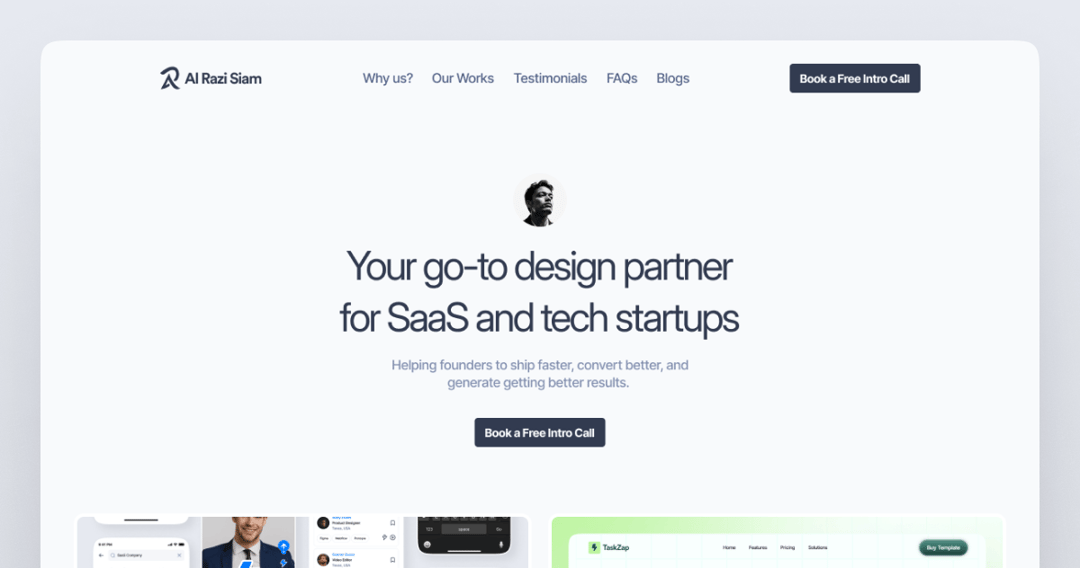 alrazisiam.com website homepage built with Framer