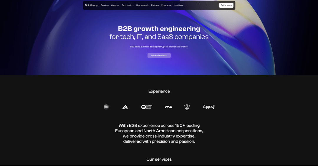 Orin Group website homepage built with Framer