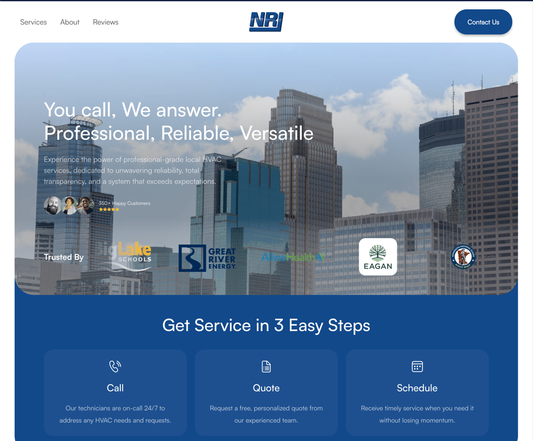 Northland Refrigeration website homepage built with Framer