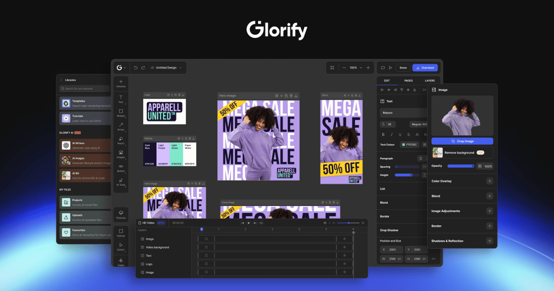 glorify website homepage built with Framer
