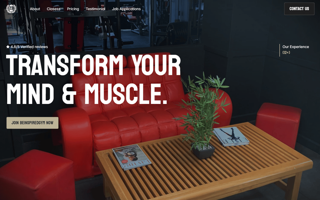 BeInspiredGym website homepage built with Framer