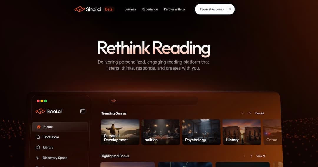 Sinai website homepage built with Framer