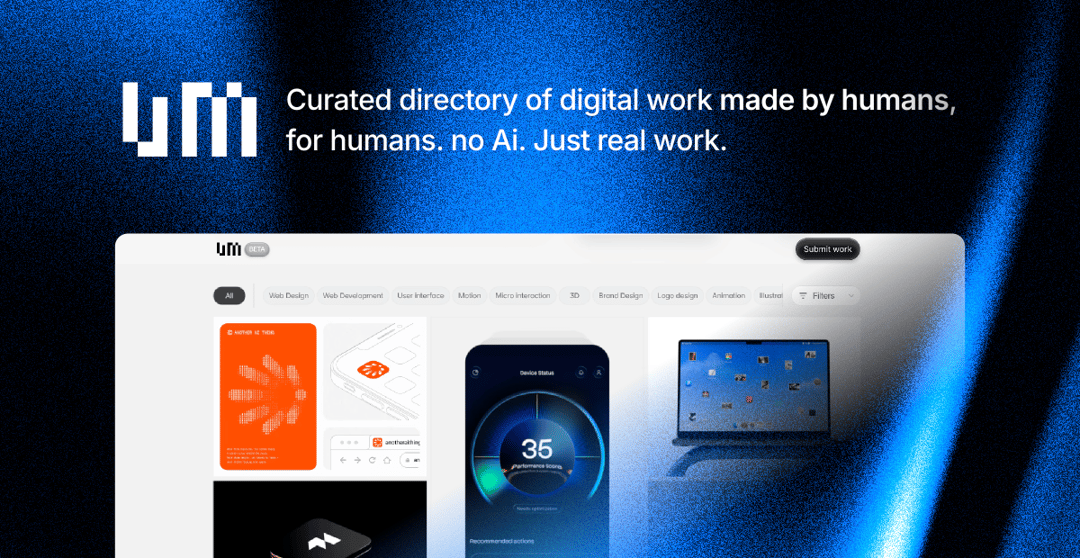 Umanmade website homepage built with Framer