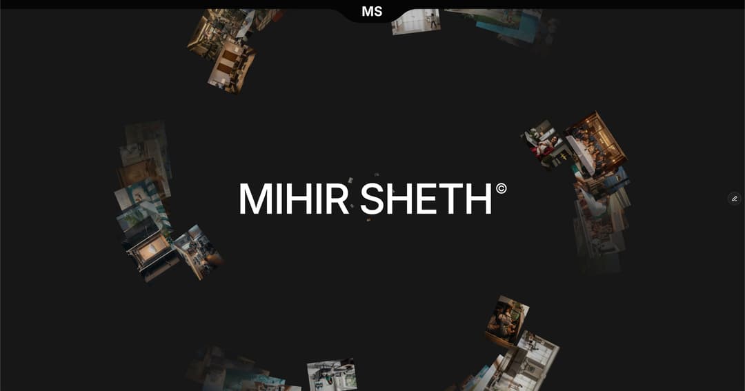 shethmihir98.com website homepage built with Framer