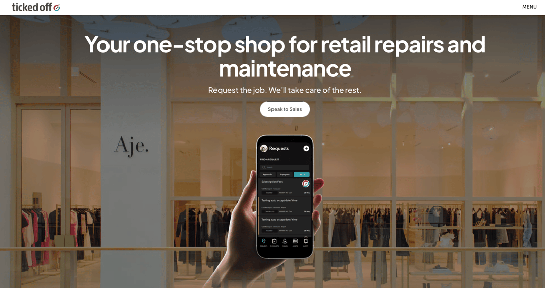 Ticked Off (Facilities Management) website homepage built with Framer