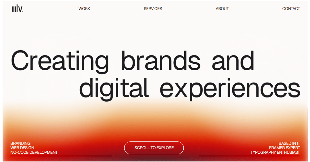 Portfolio website website homepage built with Framer