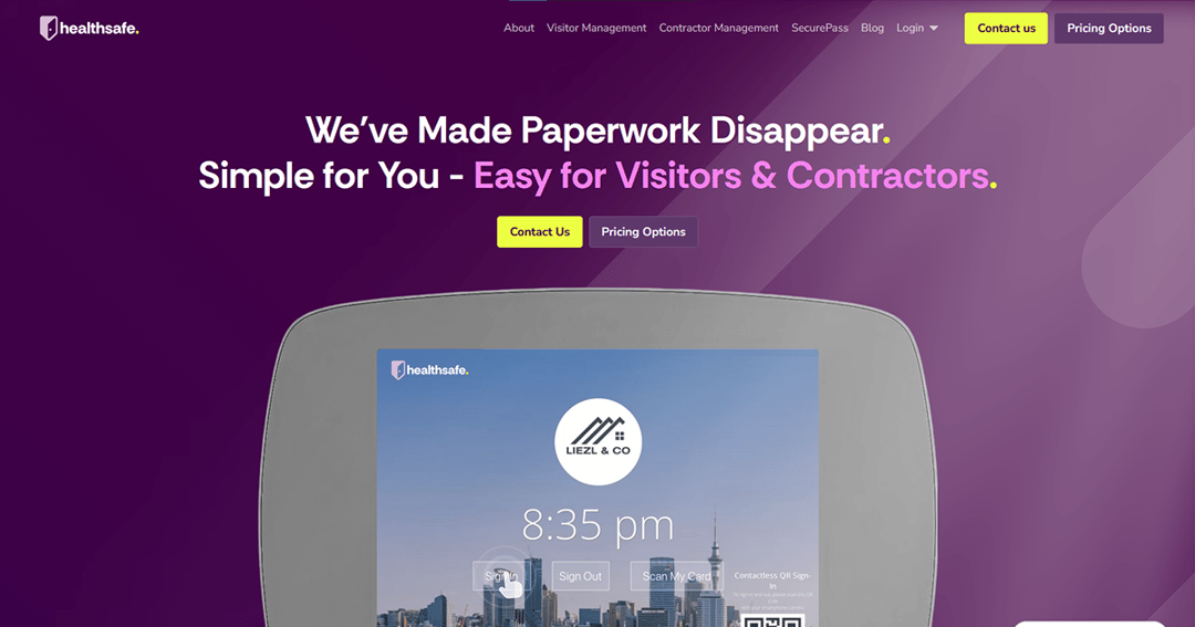 HealthSafe website homepage built with Framer