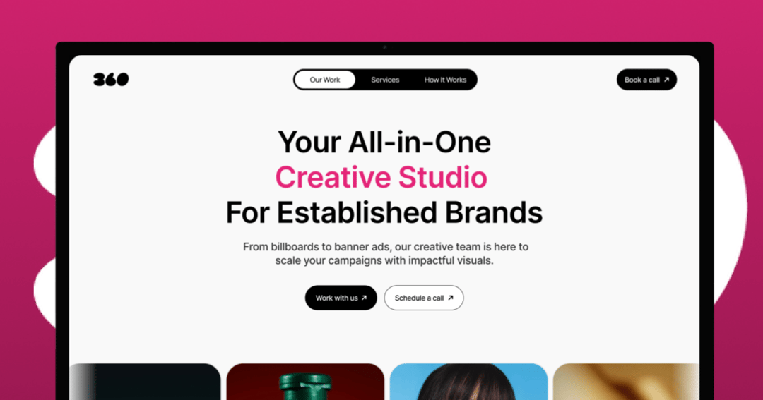 360 Studios website homepage built with Framer