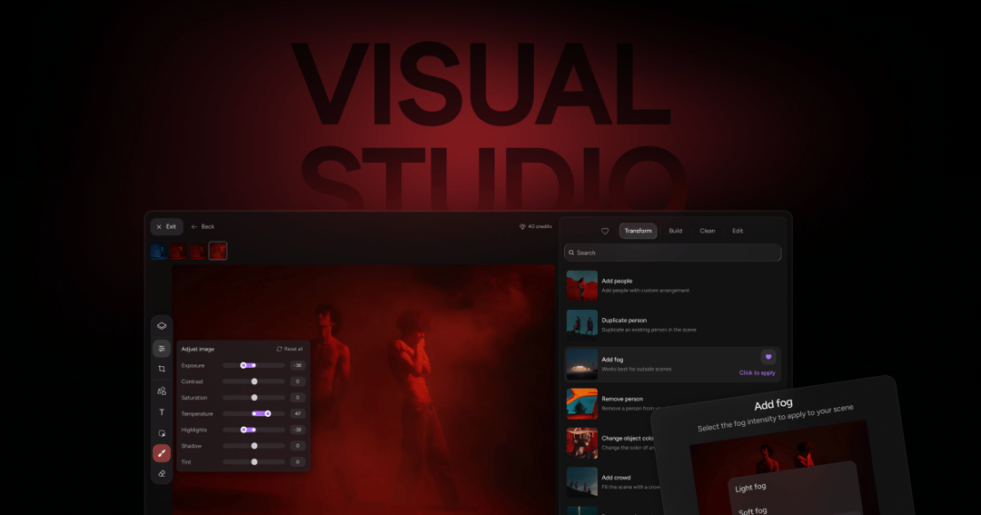 visioncinex.com/visual-studio website homepage built with Framer