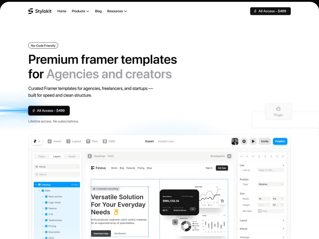 Stylokit website homepage built with Framer